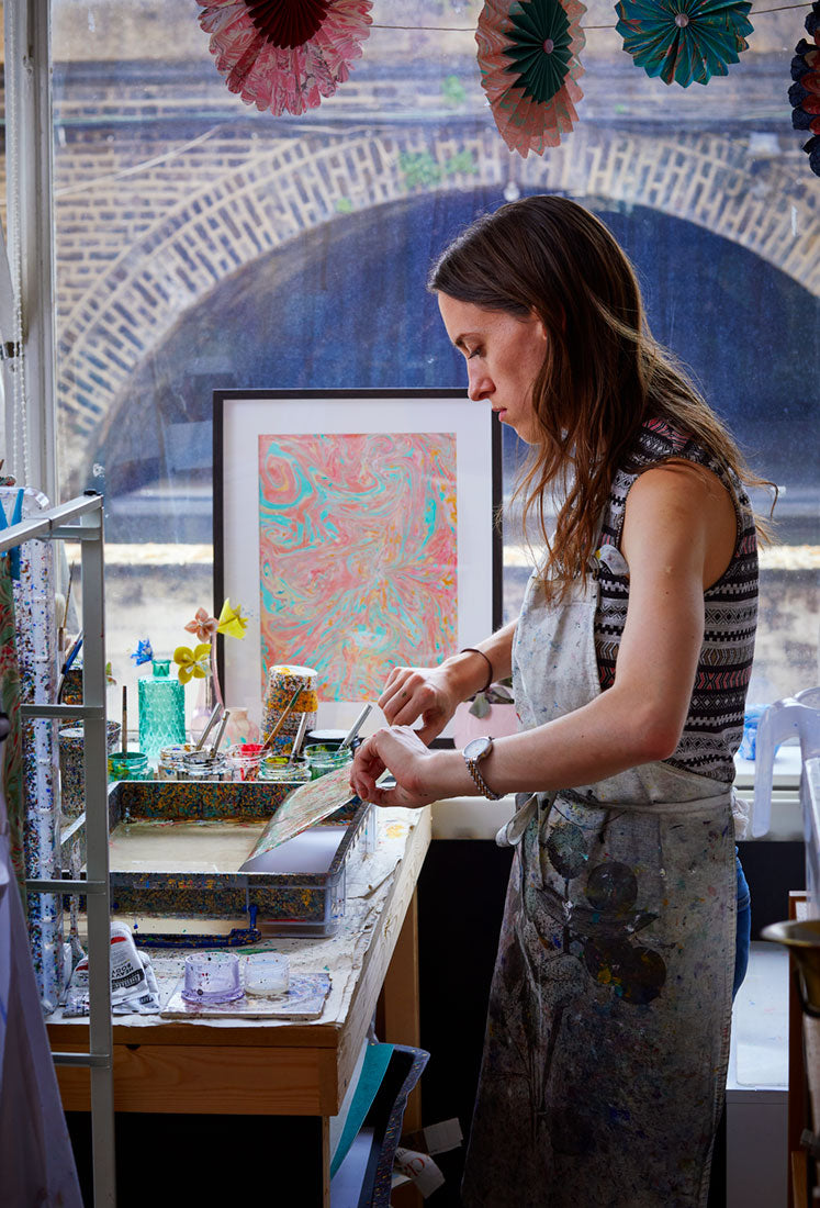 Lucy McGrath making marbled paper