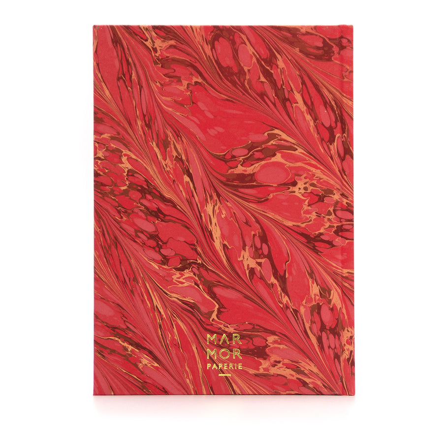 Marbled Journal - Feather in Reds