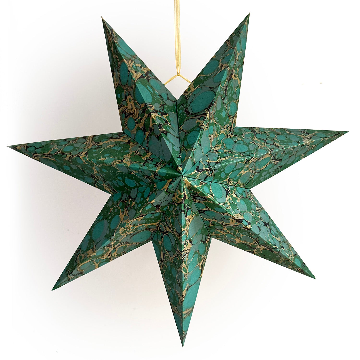 Marbled Star Hanging Decoration - Green