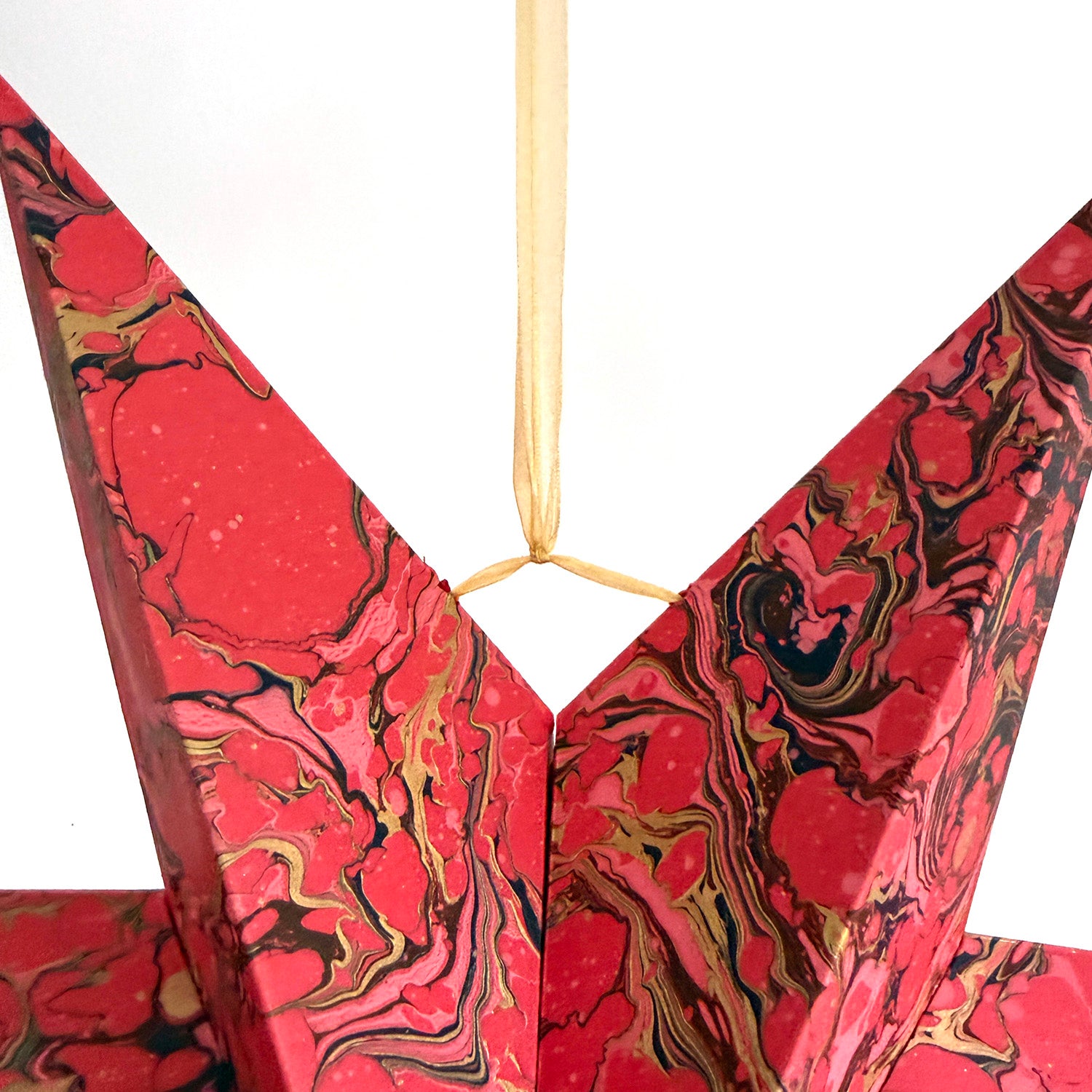 Marbled Star Hanging Decoration - Red