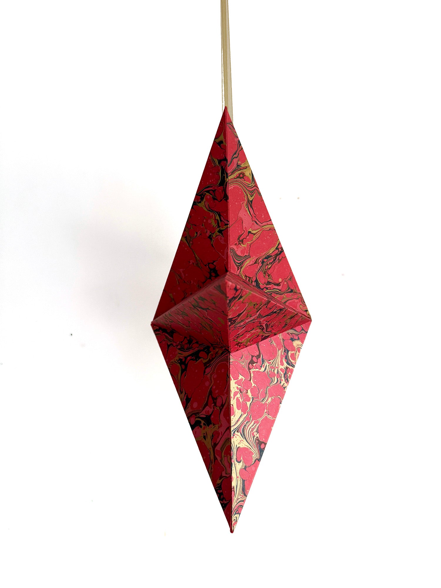 Marbled Star Hanging Decoration - Red