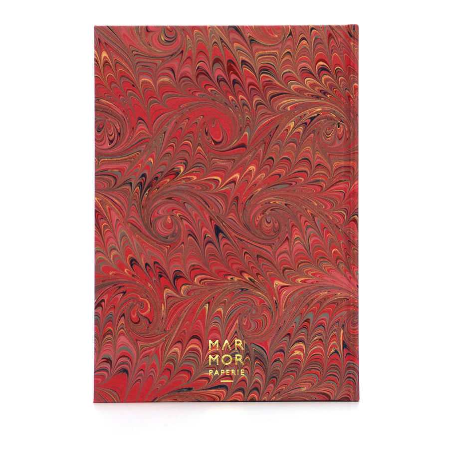 Marbled Journal - French Curl in Reds
