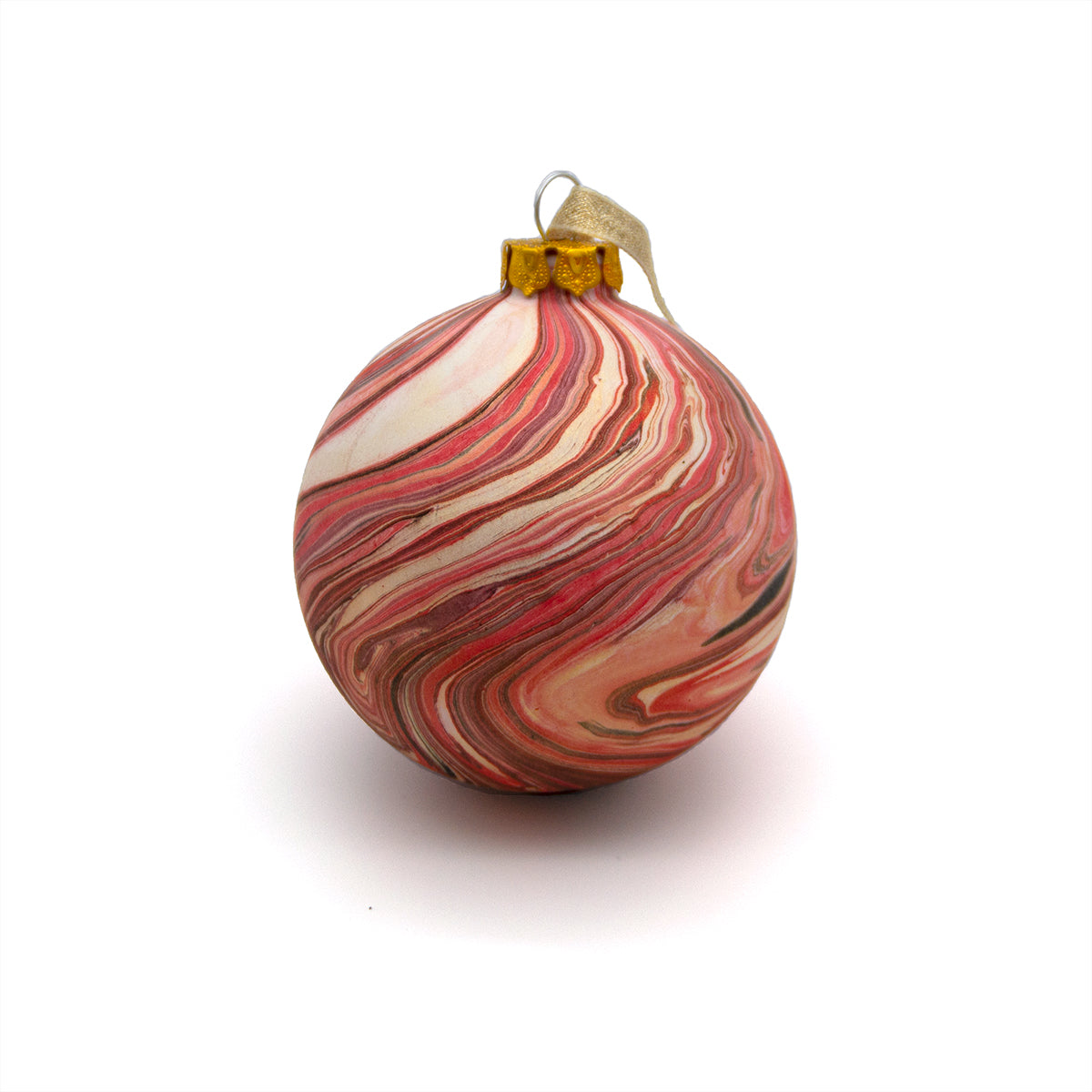 Ceramic Bauble - Red & Gold