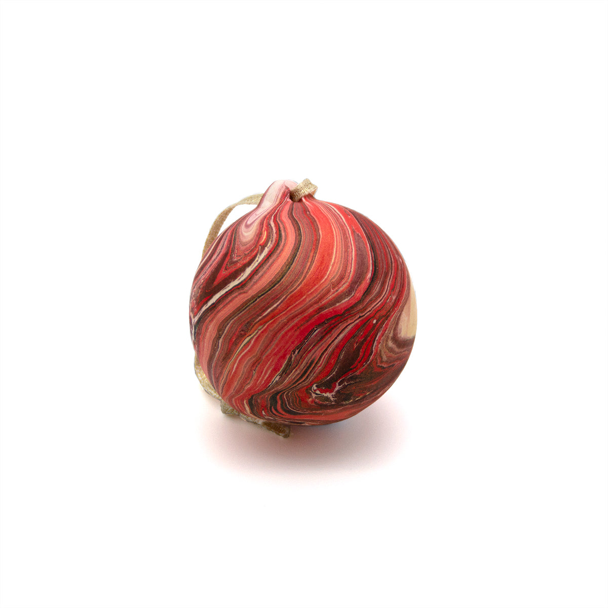 Ceramic Bauble - Red & Gold